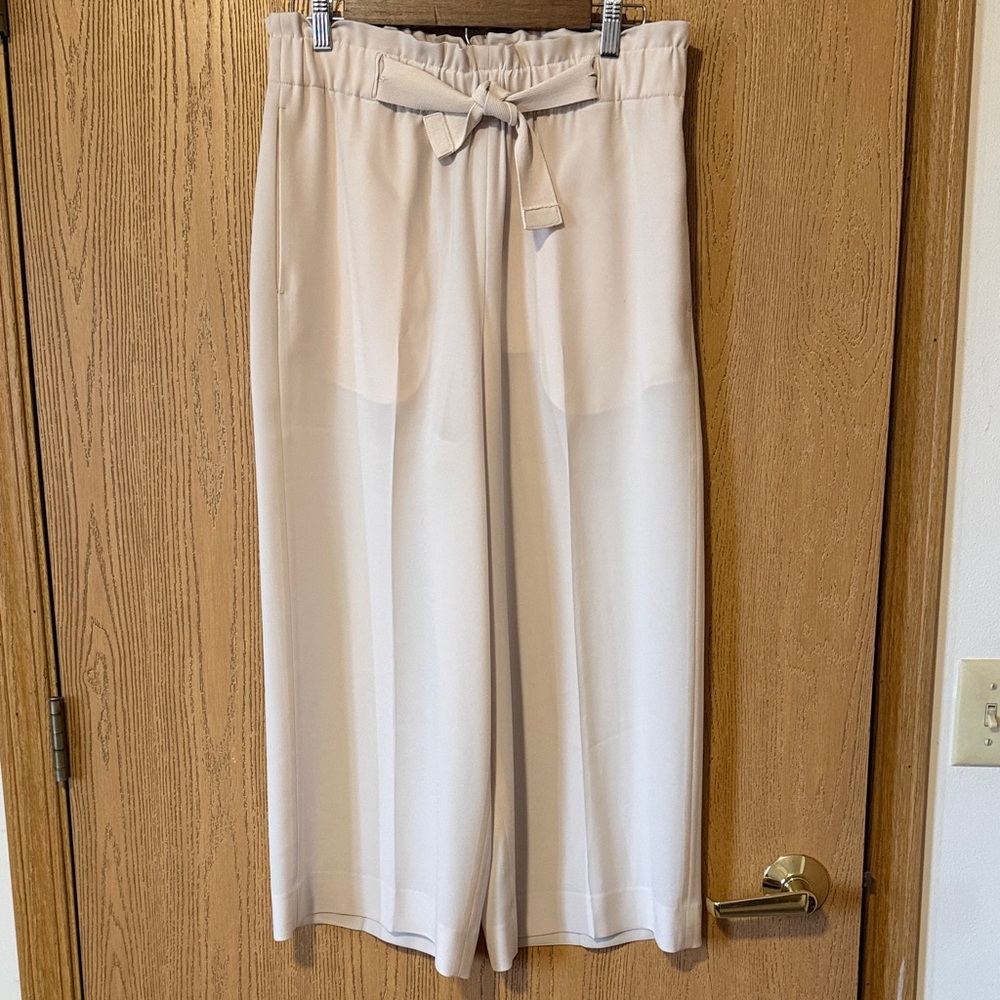 Vince Cream Wide Leg Cropped Pants Paperbag